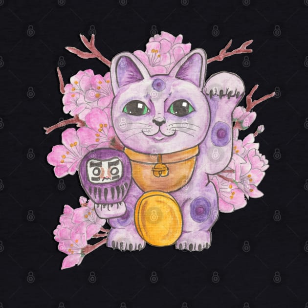 Purple Lucky Cat by JenStedman73